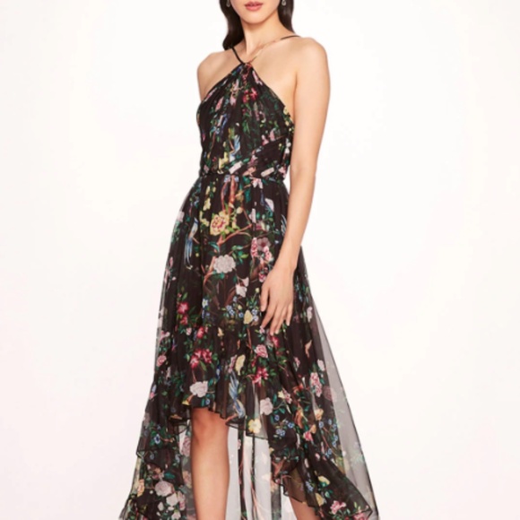 Marchesa Notte Flowering Halter High-Low Gown - Picture 1 of 7